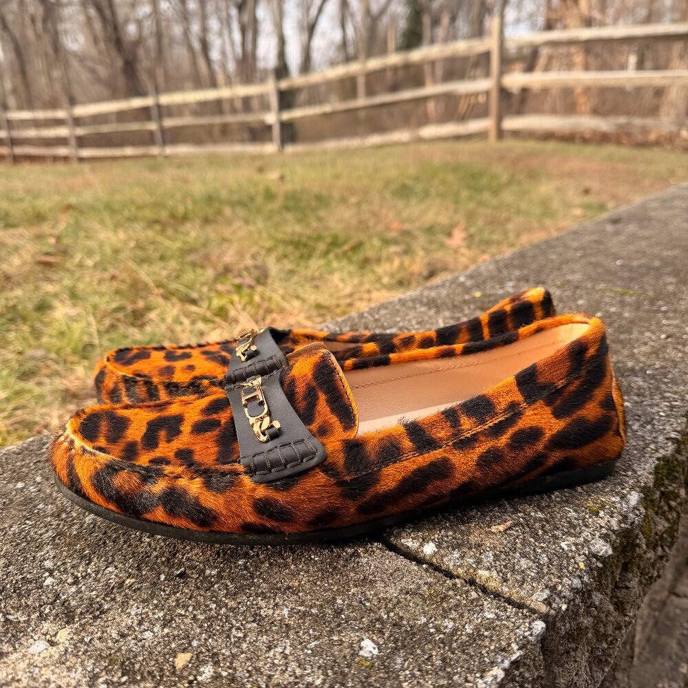 Vintage Animal Print Leopard Hair Calf Loafers Classic Preppy - Picture 5 of 9